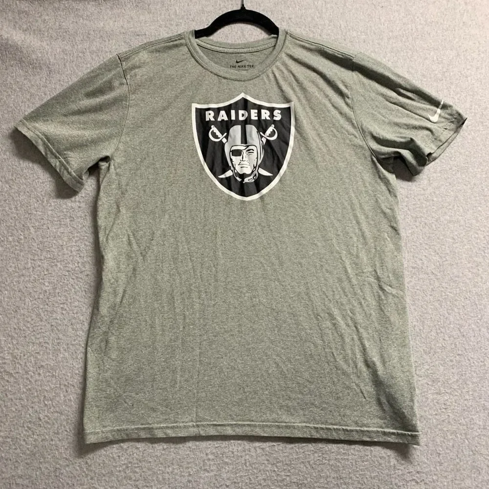 The Nike tee shirt mens large raiders football gray athletic dri fit